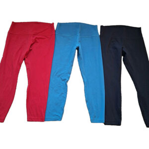 3 LULULEMON Wunder Train High-Rise Leggings 25" Womens Size 14 Black Blue Red